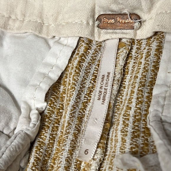 Free People CARAWAY Skinny Slim Pants mustard yellow Striped Drawstring- Size 6 - Picture 5 of 15